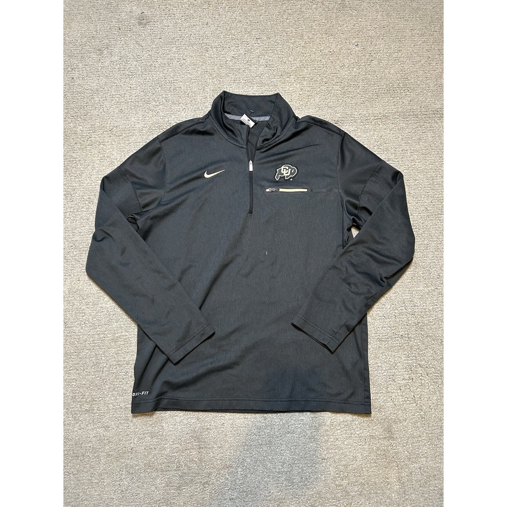 Colorado Buffaloes Nike Sweater Mens Large Gray 1/4 Zip Mock Neck Dri-FIT - Golf